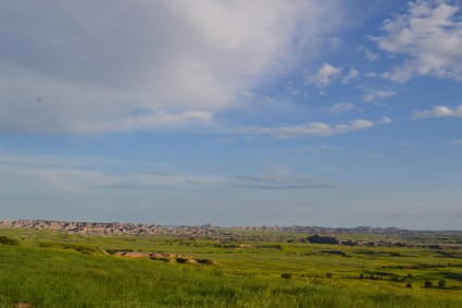 On Sage Creek Road (the way to the campground). The rocky piles and structures are what is most popularly "The Badlands" 